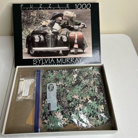 Sylvia Murray The Sweetheart Collection Puzzle Boy Girl Car Scooter Kiss 1000 Pc - Picture 7 of 7